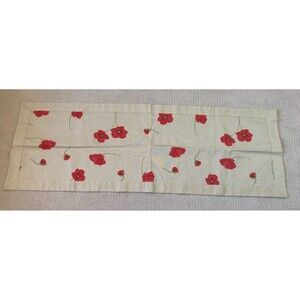 Villages de Provence Table Runner Beige Red Poppies Flower Floral 20.5x58"